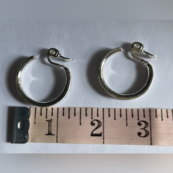 TJG Silver Toned Hoop Clip On Earrings - Picture 5 of 6